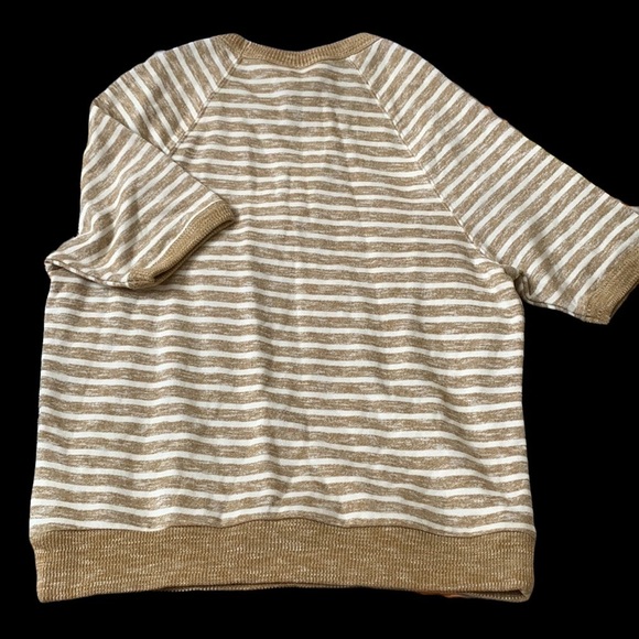 (S)- Universal Thread Women's Short Sleeve Sweatshirt- Brown/Cream - Picture 4 of 7